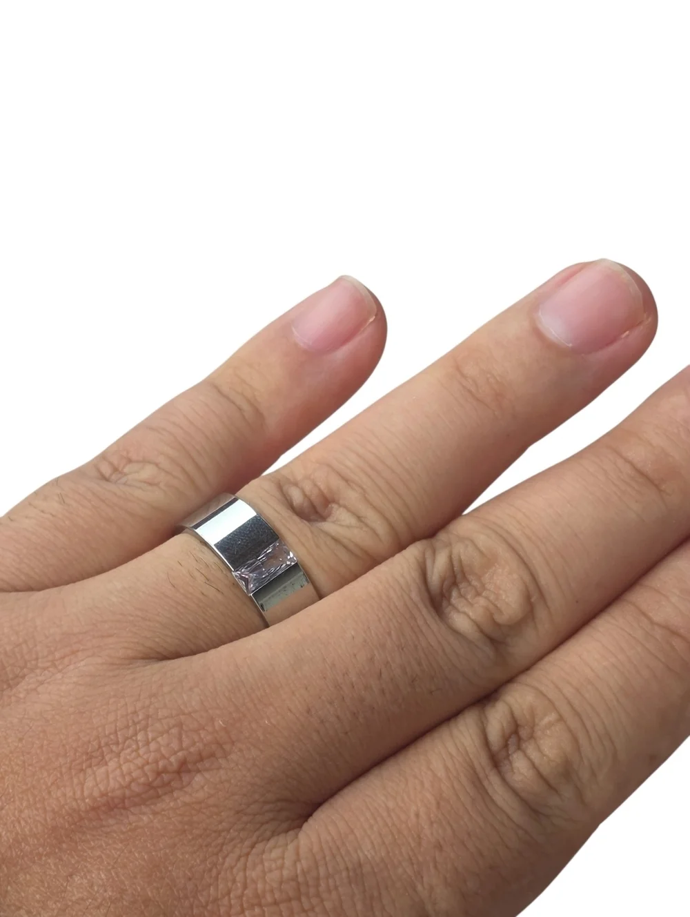 New Stainless Steel Ring With Cubic Zirconia Stone (Size 11) Unisex